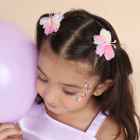 Organza Butterfly Clips - Multicolour Set of 2 - Twisty Locks  - Kids and Women Hair Accessories, Fashion Clothing and Jewellery India