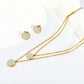 Double Disc Pave 18K Gold-Plated Jewellery Set (3 Pcs)