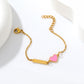Pink Heart Customised 18K Gold Plated Children's Bracelet | Custom Engraving - Twisty Locks  - Kids and Women Hair Accessories, Fashion Clothing and Jewellery India