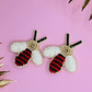 Red Bee Embroidered Hair Clips Set - Twisty Locks  - Kids and Women Hair Accessories, Fashion Clothing and Jewellery India