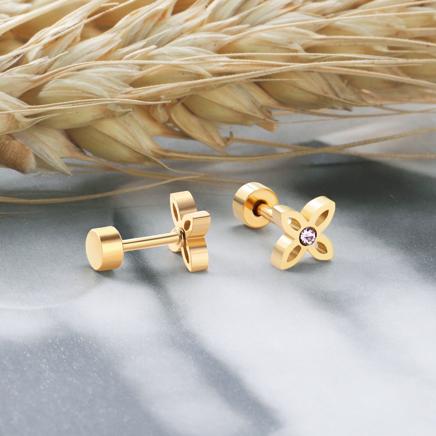 Sparkle Flower 18K Gold Plated Children's Earrings - Twisty Locks  - Kids and Women Hair Accessories, Fashion Clothing and Jewellery India