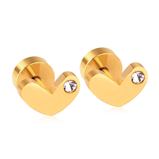 Sparkle Heart 18K Gold Plated Children's Earrings - Twisty Locks  - Kids and Women Hair Accessories, Fashion Clothing and Jewellery India