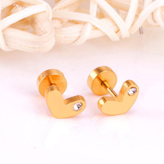 Sparkle Heart 18K Gold Plated Children's Earrings - Twisty Locks  - Kids and Women Hair Accessories, Fashion Clothing and Jewellery India