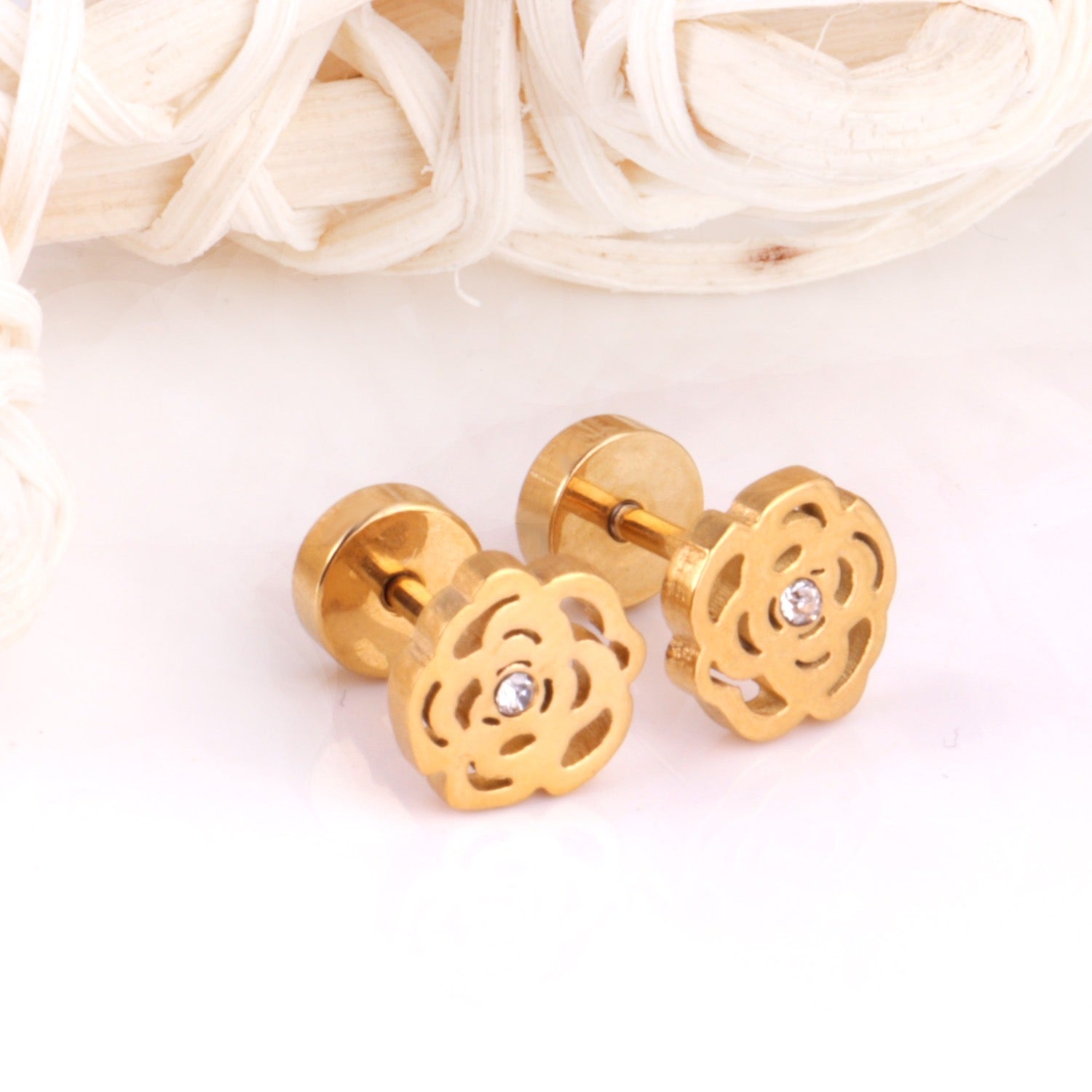 Sparkle Rose 18K Gold Plated Children's Earrings - Twisty Locks  - Kids and Women Hair Accessories, Fashion Clothing and Jewellery India