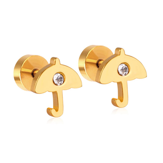 Sparkle Umbrella 18K Gold Plated Children's Earrings - Twisty Locks  - Kids and Women Hair Accessories, Fashion Clothing and Jewellery India