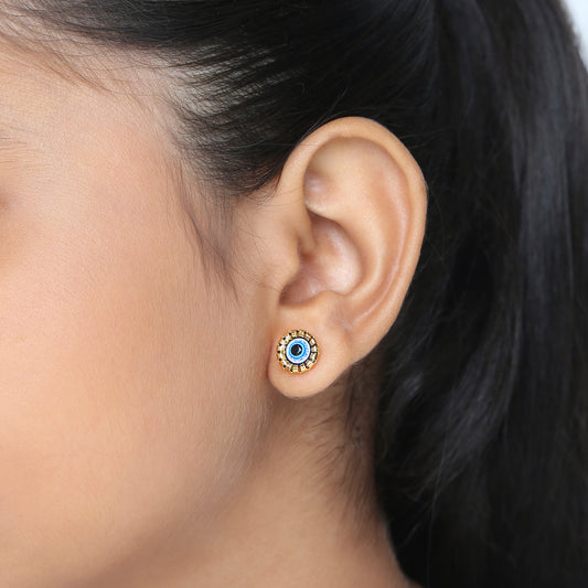 Cute Evil Eye 18K Gold Plated Children's Earrings