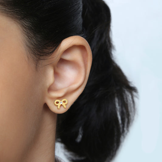 Sparkle Bow 18K Gold Plated Children's Earrings