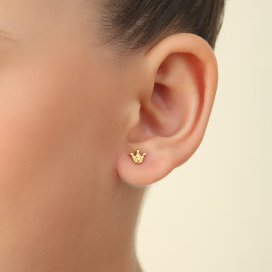Crown 18K Gold Plated Children's Earrings