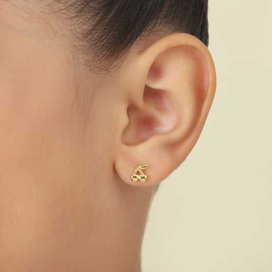 Cute Cherry 18K Gold Plated Children's Earrings