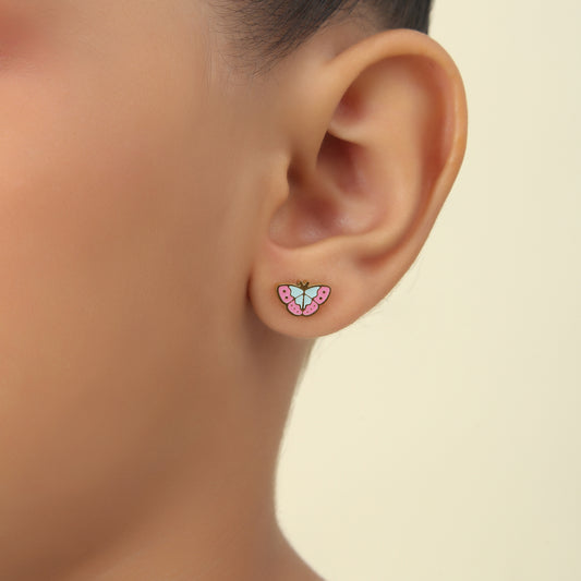 Pink Butterfly 18K Gold Plated Children's Earrings