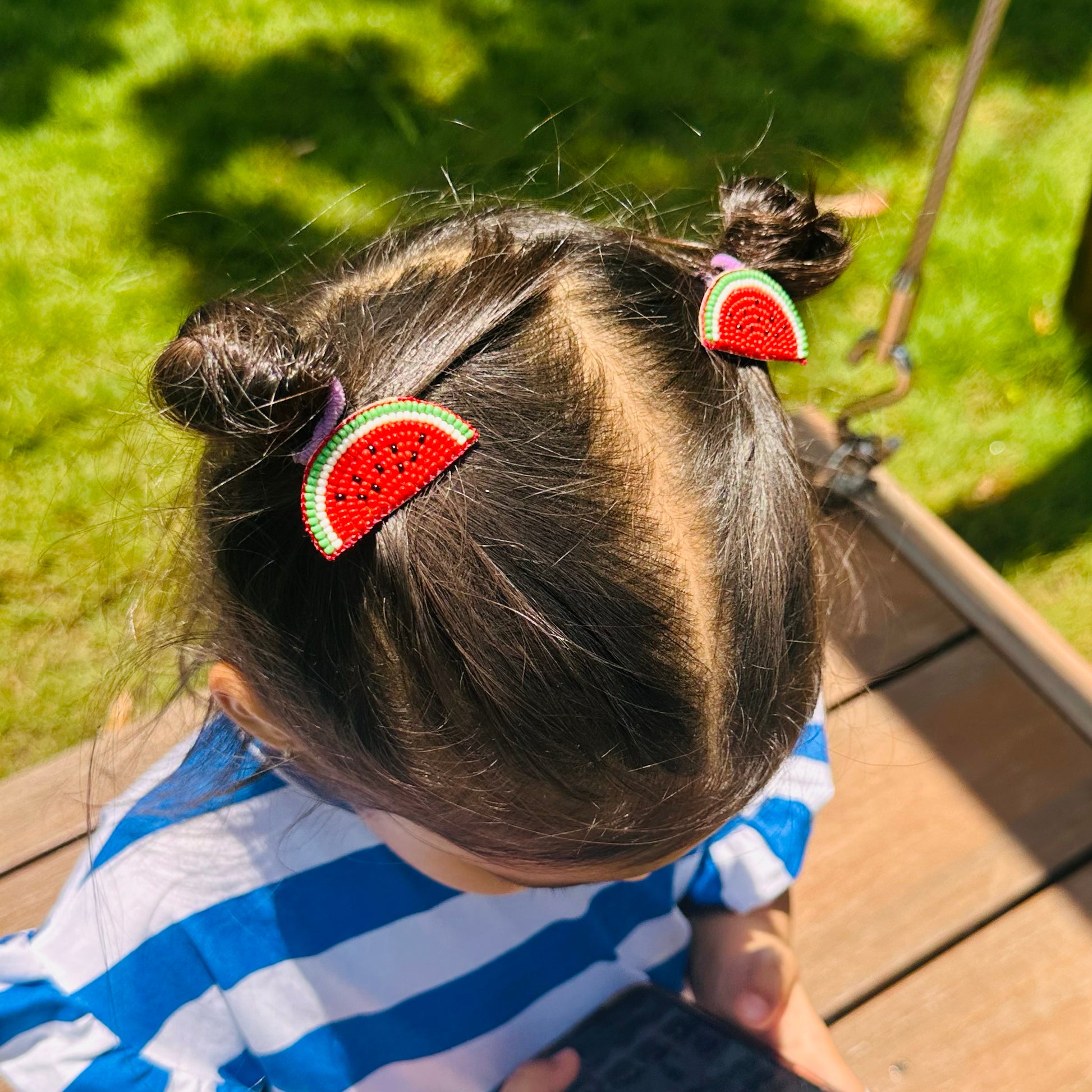 Watermelon Embroidered Hair Clips Set - Twisty Locks  - Kids and Women Hair Accessories, Fashion Clothing and Jewellery India