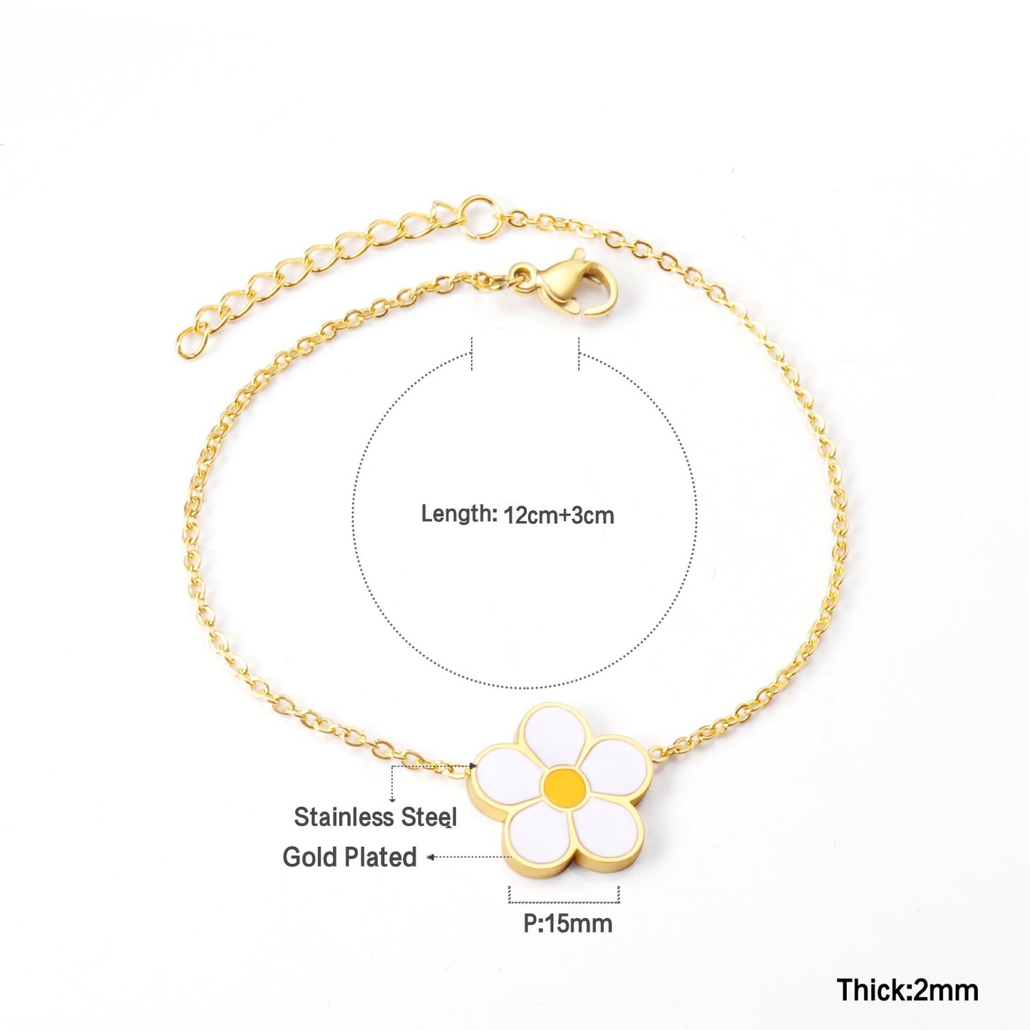 White FLower 18K Gold Plated Children's Bracelet - Twisty Locks  - Kids and Women Hair Accessories, Fashion Clothing and Jewellery India