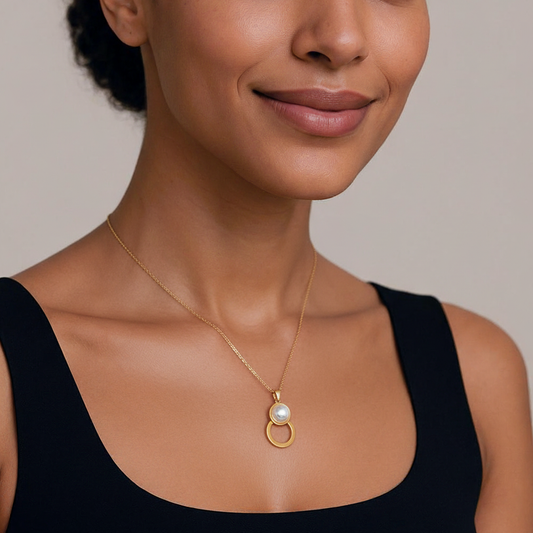 Pearl & Circle Drop 18K Gold-Plated Jewellery Set (3 Pcs)