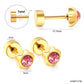 Ruby Flower 18K Gold Plated Children's Earrings