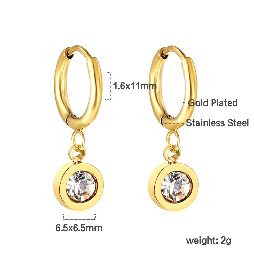 Solitaire 18K Gold Plated Children's Hoops