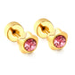 Ruby Flower 18K Gold Plated Children's Earrings